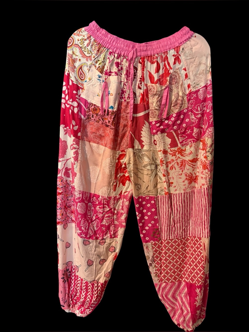 Pink #21 NWT 100% rayon patchwork jogger bottom pants